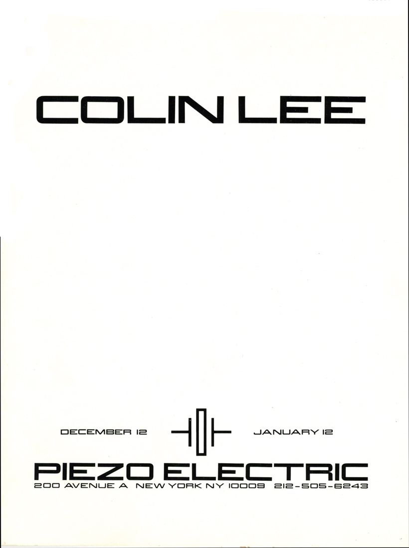 Colin Lee, catalog, pg 1